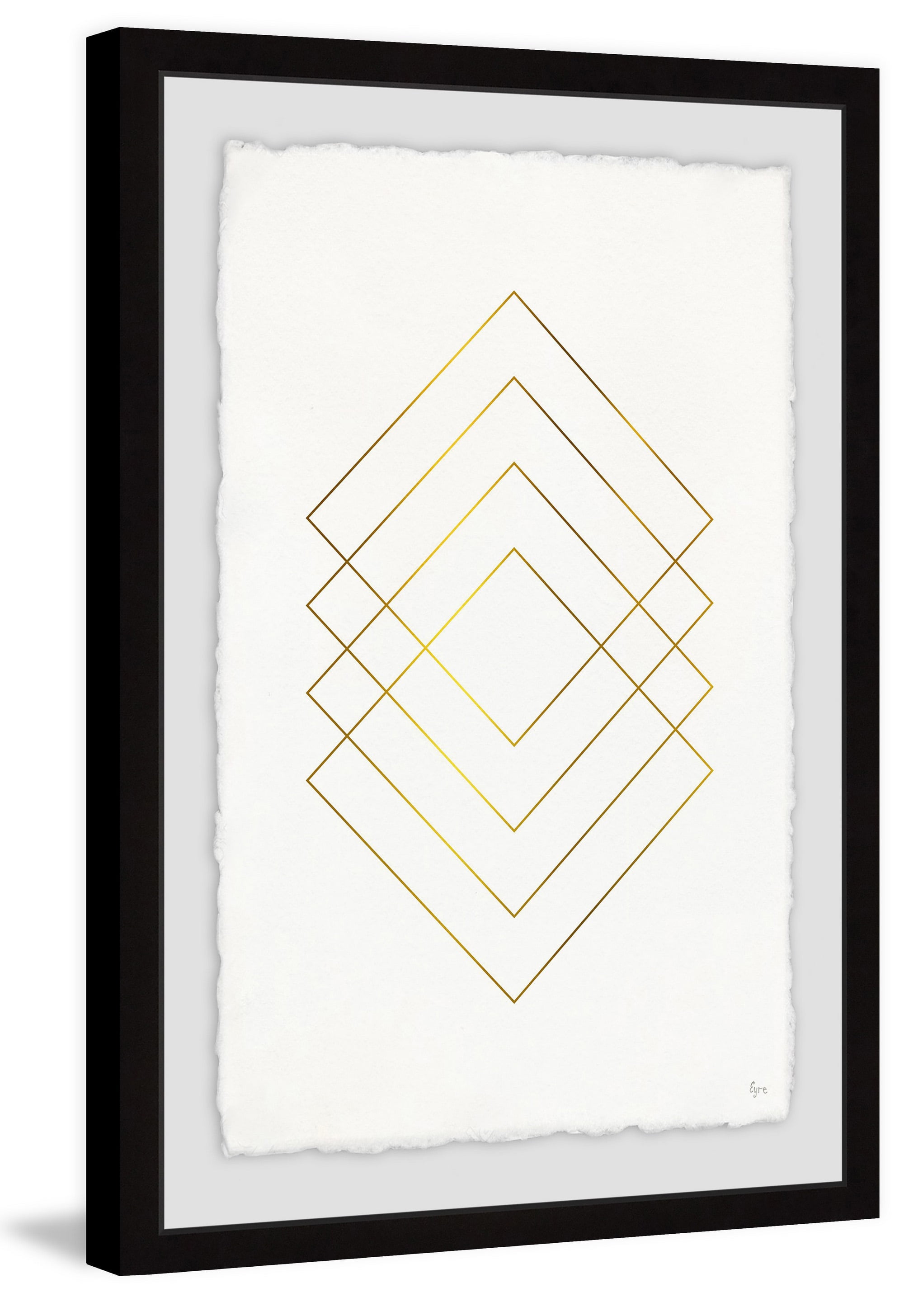 Golden Diamond Lines Framed Painting Print