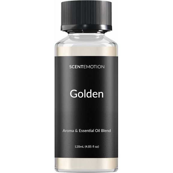 Golden Diffuser Fragrance Oil, Opulent Resort-Style Aroma, Essential Oils Blend for Home, Ultrasonic&Waterless Diffusers|Bergamot, Jasmine&Lemongrass | 4.05floz,120mL