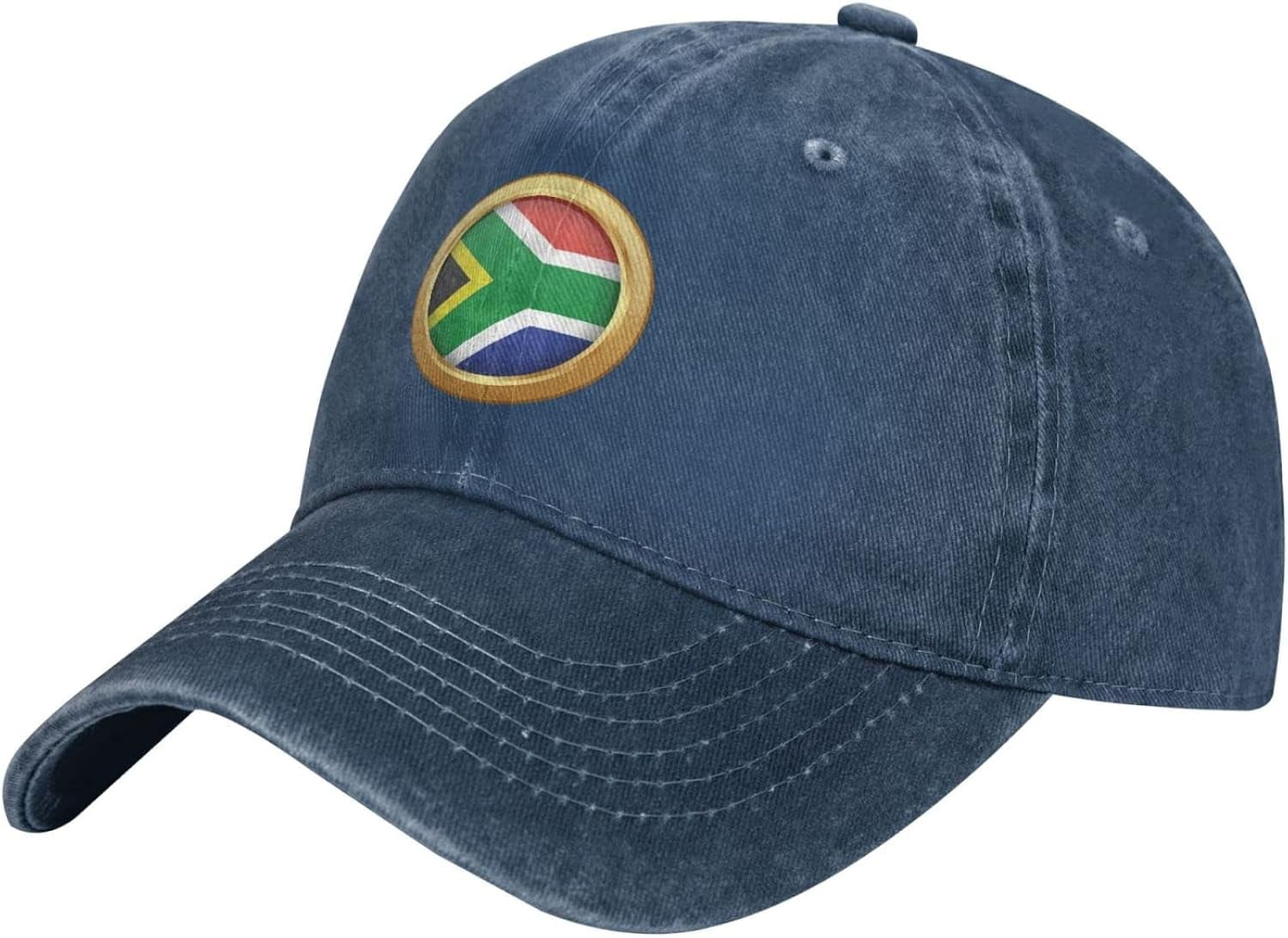 Golden Disc South Africa Flag Hat Retro Vintage Washed Cotton Denim