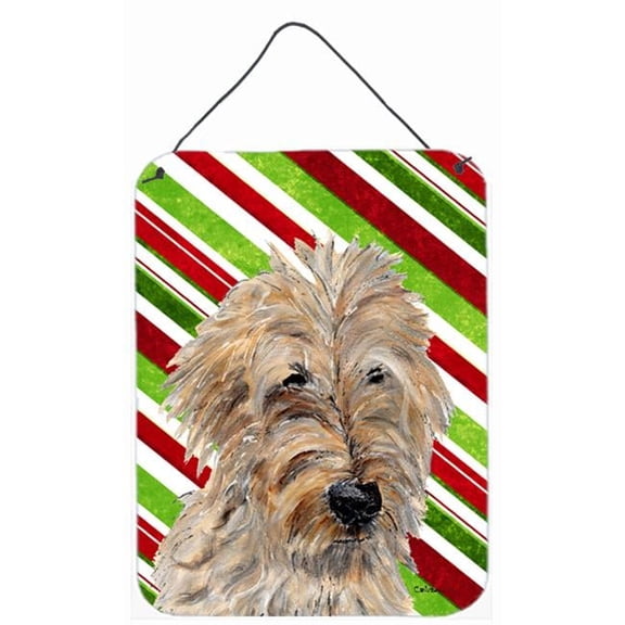Golden Doodle 2 Candy Cane Christmas Aluminium Metal Wall Or Door Hanging Prints