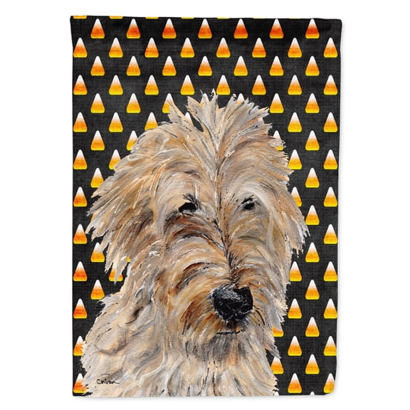 Golden Doodle 2 Candy Corn Halloween Flag Canvas House Size