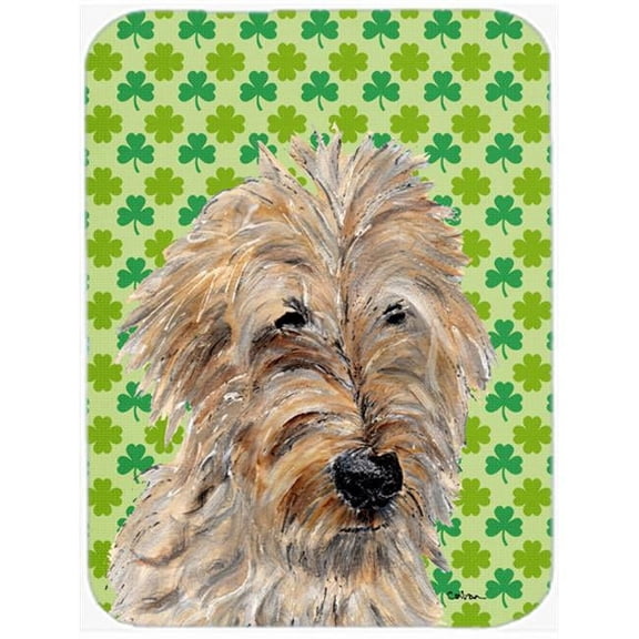 Golden Doodle 2 Large Size Lucky Shamrock St. Patricks Day Glass Cutting Board