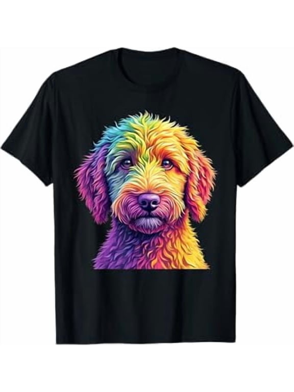 Golden Doodle Dog Colorful Goldendoodle Face dog Lover men T-Shirt