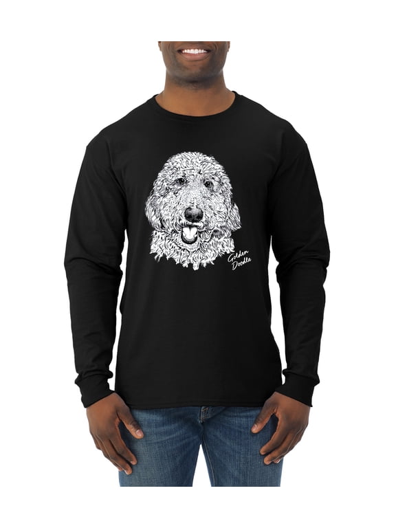 Golden Doodle Dog Lover Pet Owner Animal Lover Mens Long Sleeve Shirt, Black, X-Large