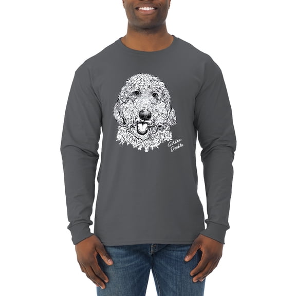 Golden Doodle Dog Lover Pet Owner Animal Lover Mens Long Sleeve Shirt, Charcoal, X-Large
