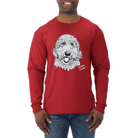 Golden Doodle Dog Lover Pet Owner Animal Lover Mens Long Sleeve Shirt, Red, 2XL
