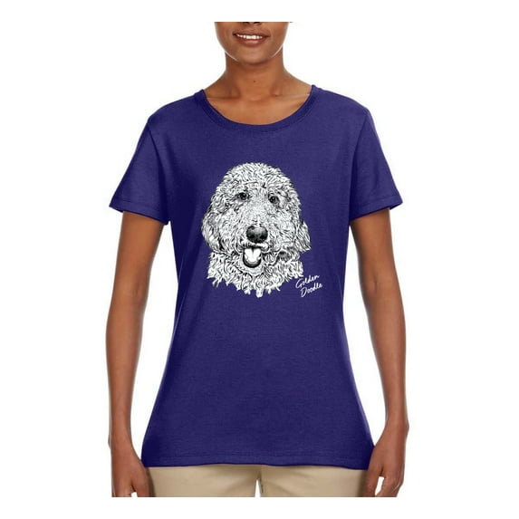 Golden Doodle Dog Lover Pet Owner Animal Lover Womens Graphic T-Shirt, Purple, 3XL