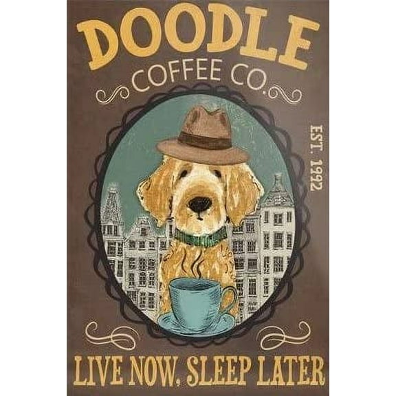 Golden Doodle Dog Retro Metal Tin Sign,Retro Poster, Wall Art Decor Metal Sign Painting 12X8 inch