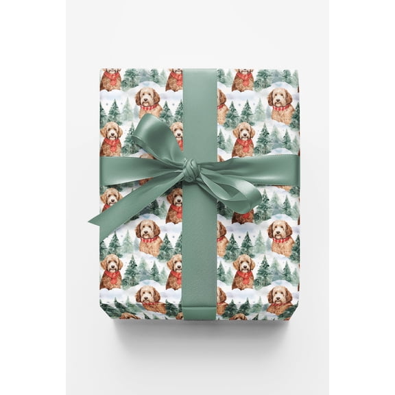 London Penny Premium Wrapping Paper - Golden Doodle Flurries