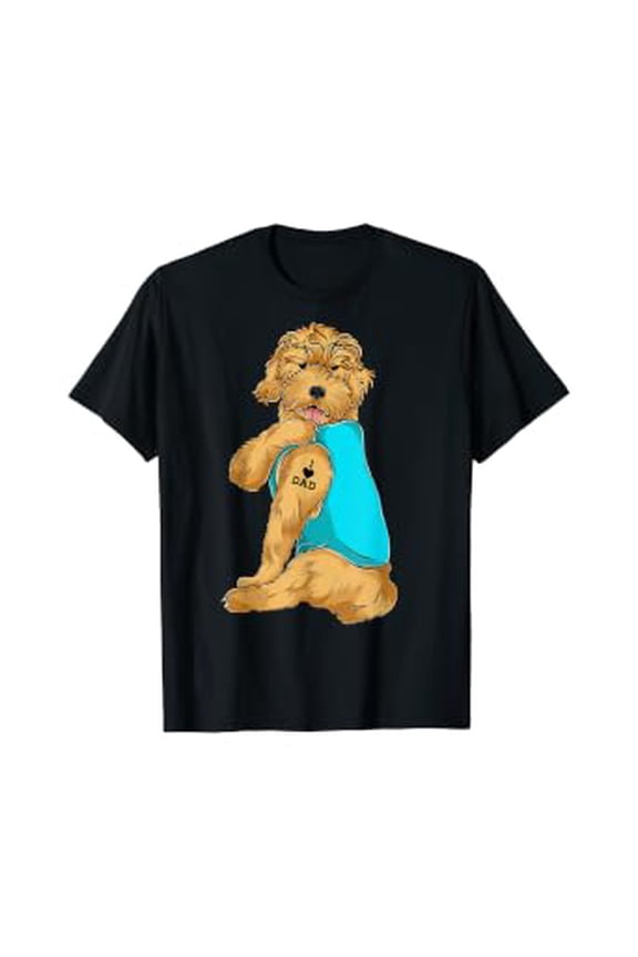 Golden Doodle I Love Dad Tattoo Apparel Dog Dad Dads T-shirt