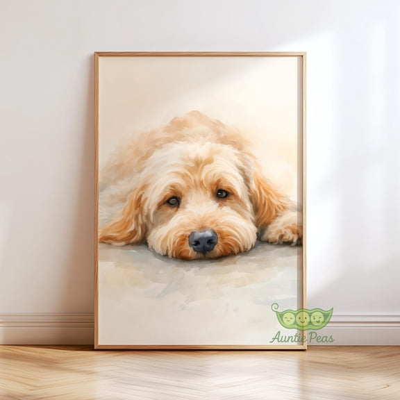 Golden Doodle Portrait Wall Art Print, Unframed Paper Poster 8x10in