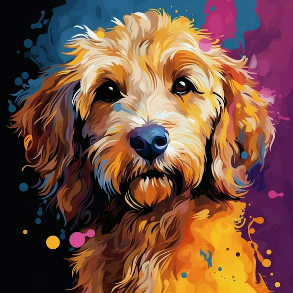 Golden Doodle Puppy Dog Cute Dog Colorful 5D Adult Diamond Art,DIY Diamond Art Painting Kit for Decor Canvas