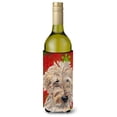 thumbnail image 1 of Golden Doodle Red Snowflakes Holiday Wine Bottle Hugger, 1 of 1