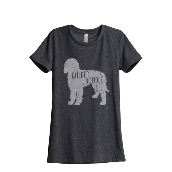 Golden Doodle Silhouette Women's Fashion Relaxed T-Shirt Tee Charcoal Grey 2X-Large