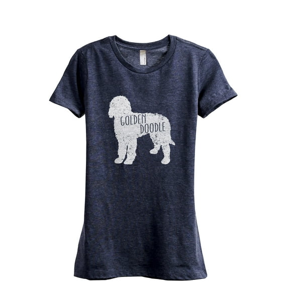 Golden Doodle Silhouette Women's Fashion Relaxed T-Shirt Tee Heather Navy Small
