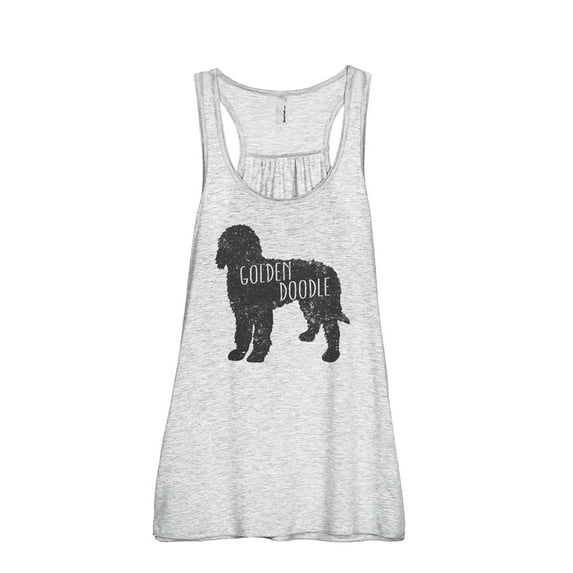 Golden Doodle Silhouette Women's Fashion Sleeveless Flowy Racerback Workout Yoga Tank Top Sport Grey Small