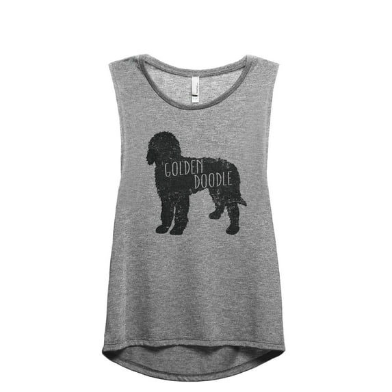Golden Doodle Silhouette Women's Fashion Sleeveless Muscle Workout Yoga Tank Top Heather Grey Grey Small