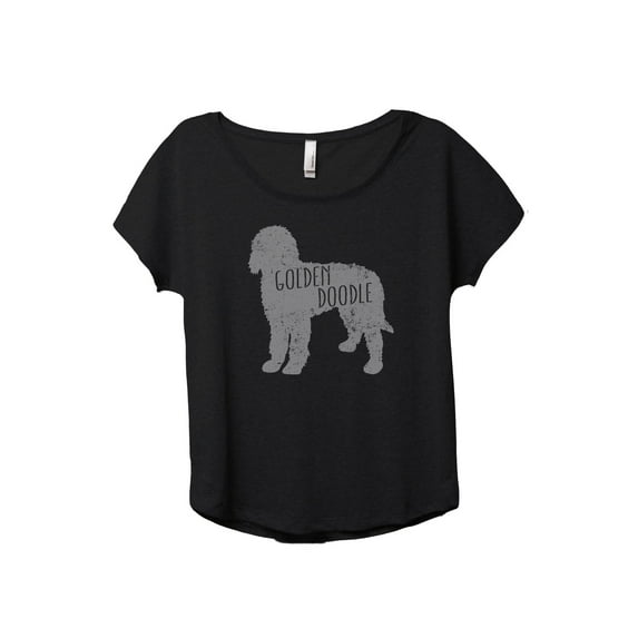Golden Doodle Silhouette Women's Fashion Slouchy Dolman T-Shirt Tee Heather Black 2X-Large