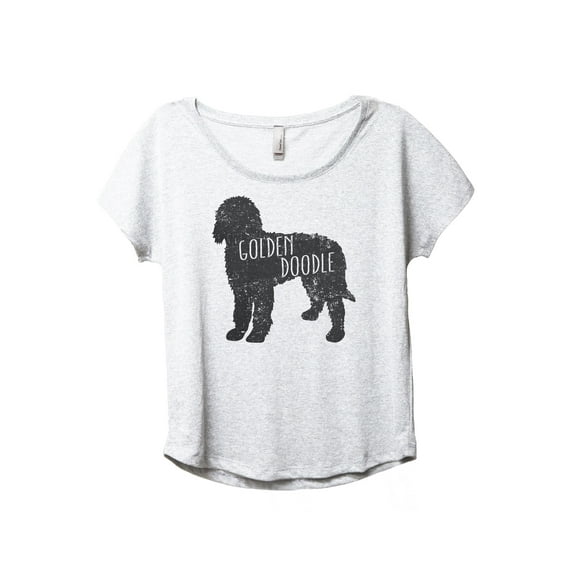 Golden Doodle Silhouette Women's Fashion Slouchy Dolman T-Shirt Tee Heather White Medium