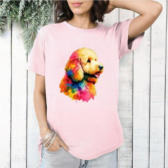 Golden Doodle Watercolor Artistic Dog Lover Cute Pet Portrait T-Shirt, for men & women, up to size 5XL