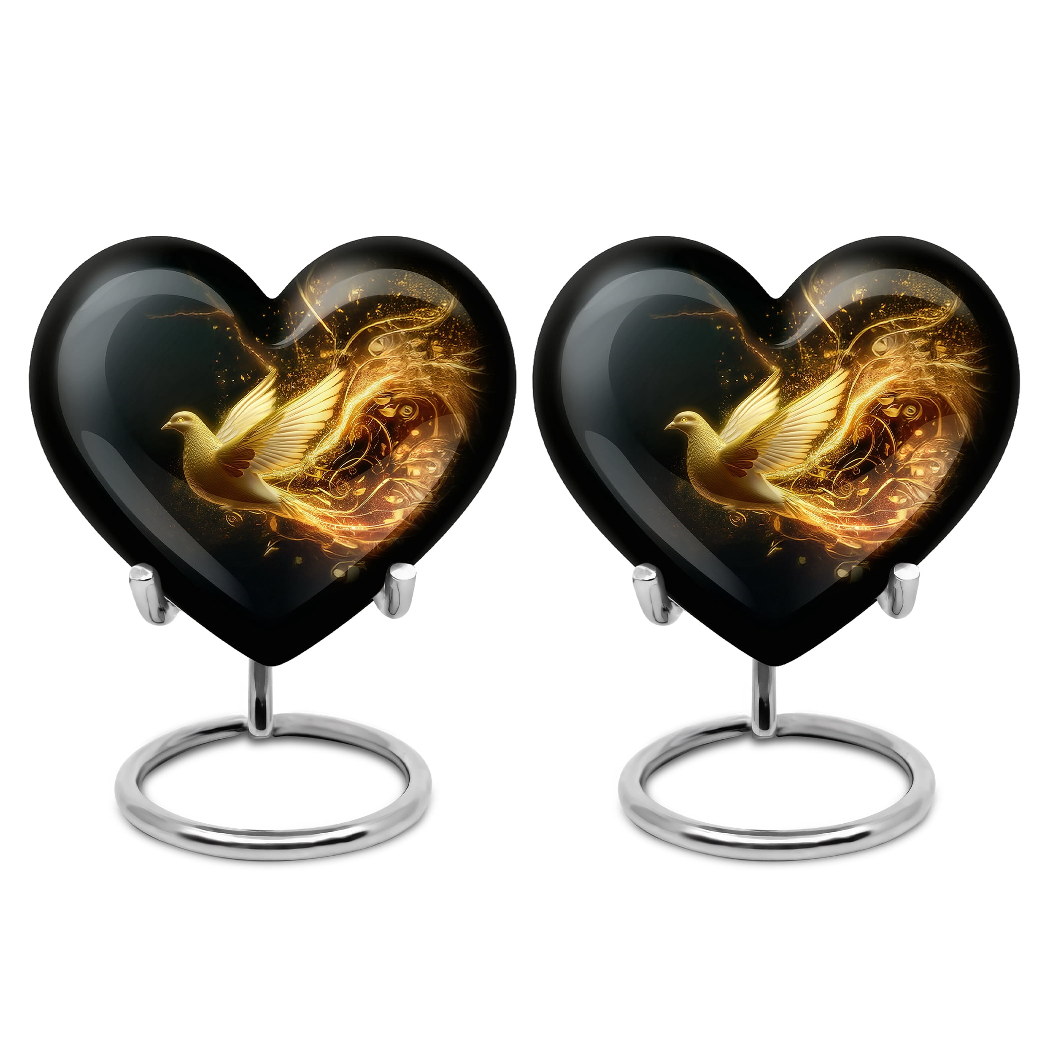 Golden Dove Urn, Cremation Urns for Ashes, Urn for Burial in ground, Small Cremation Urns for Ashes, Adult Urns for Ashes, Mini Urn Ashes Adult Male (Size - 3inch, 2 Pcs)