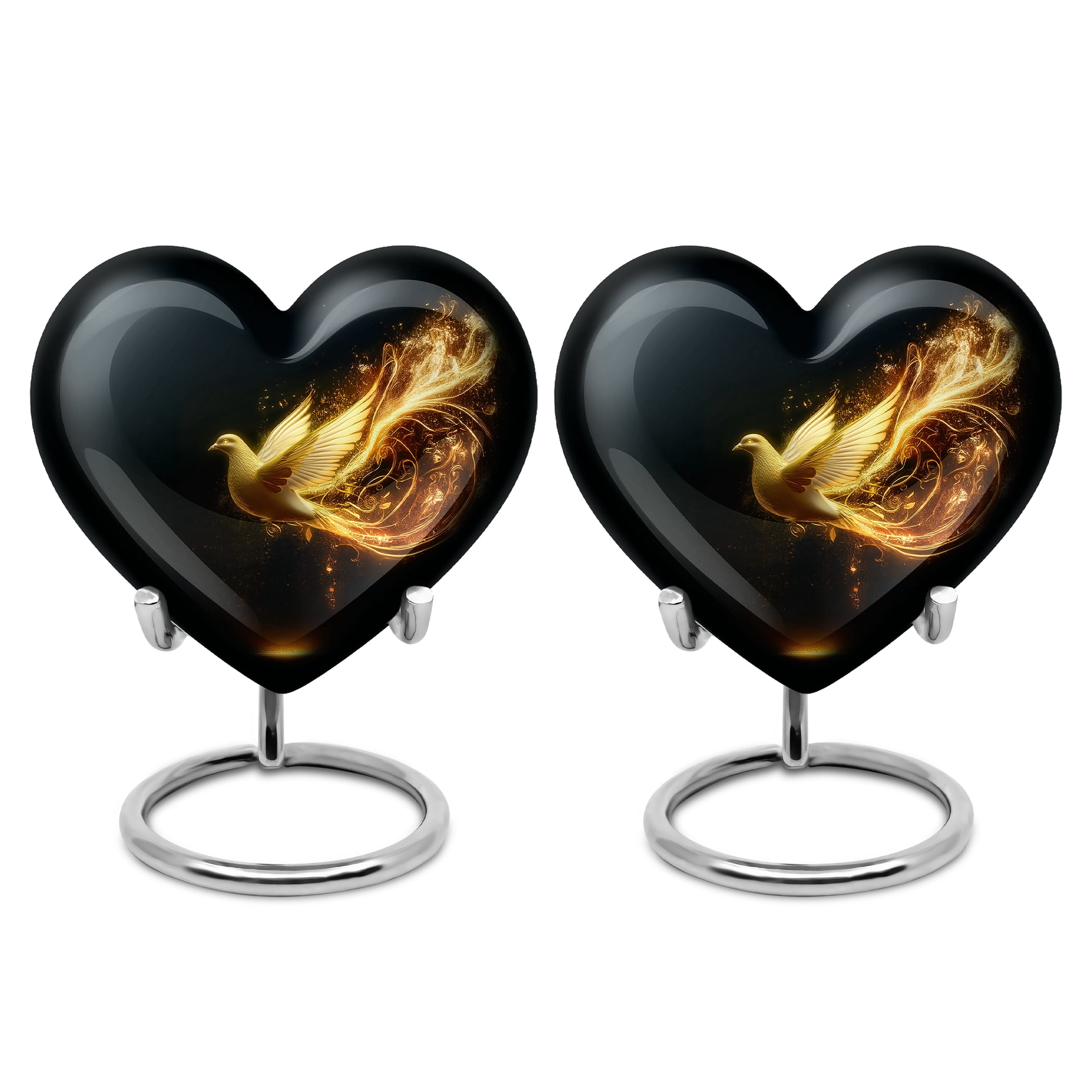 Golden Dove Urn, Urn for Ashes for Men, Mini Cremation Urns, Burial Urns for Human Ashes Adult Male, Decorative Urns, Memory Keepsakes Deceased (Size - 3inch, 2 Pcs)