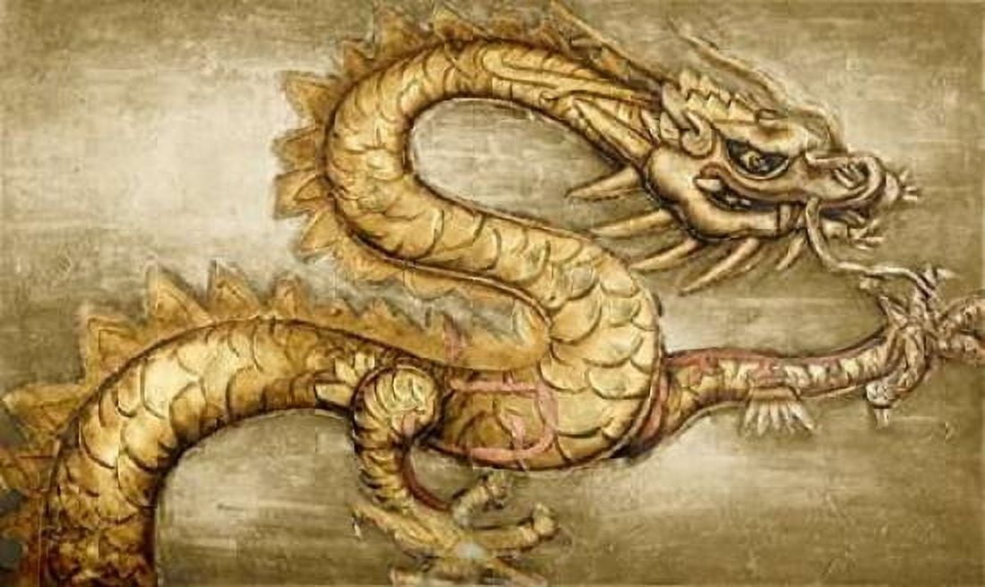 Golden Dragon Canvas Art - Art Atelier Alliance (24 x 36)