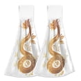 thumbnail image 1 of Golden Dragon Flowers Hanging Towels with Loop Hand Towels Nylon Fastener Tape Design Dish Cloths 2 Pieces, 1 of 7