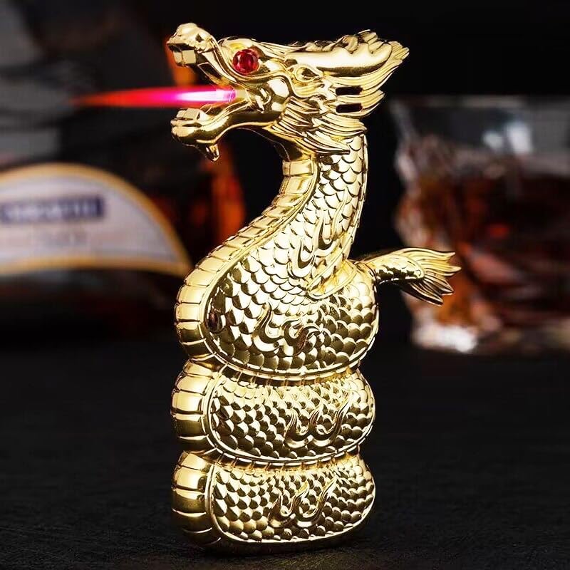 Golden Dragon Metal Butane Torch Lighter,Jet Flame Cool Windproof