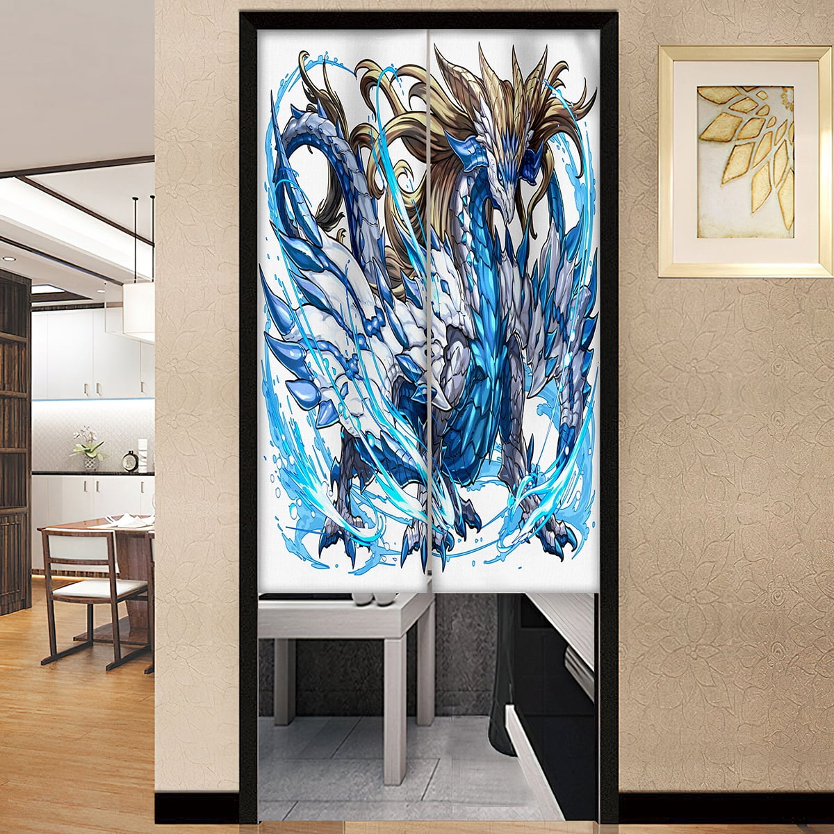 Golden Dragon Print Door Curtain Traditional Chinese Panel Japanese ...