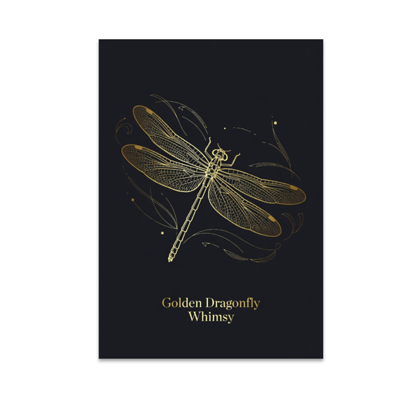Golden Dragonfly Whimsy - Nature Lover - 13x19 Poster Print