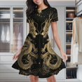 thumbnail image 1 of Golden Dragons Facing Each Other Women's Classic Swing Skater Dress Casual Work Party Cocktail Dresses, 1 of 6
