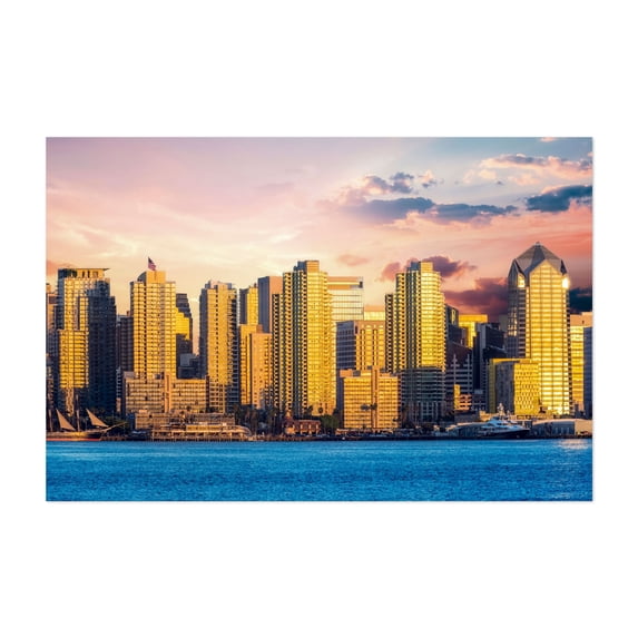 Golden Dreams in the City - San Diego California Photography Unframed Wall Art Print 12 x 18 inches