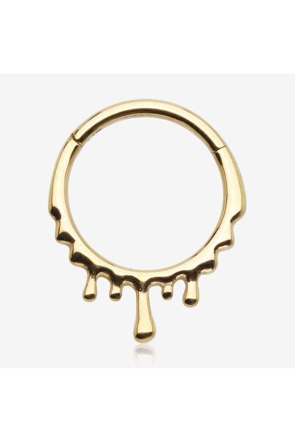 Golden Dripping Ooze Clicker Hoop Ring