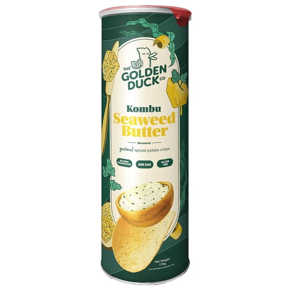 The Golden Duck Spiced Potato Crisps, 4.4oz (125g) |Kombu Seaweed Butter | Uniquely Crispy & Addictive Crunchy Chips | Perfect for Snacking & Parties (Pack of 1)