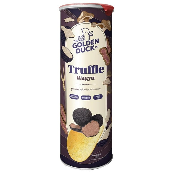 The Golden Duck Spiced Potato Crisps, 4.4oz (125g) | Truffle Wagyu | Uniquely Crispy & Addictive Crunchy Chips | Perfect for Snacking & Parties (Pack of 1)