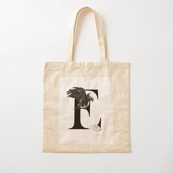 Golden Eagle E Initial Canvas Canvas Tote Bags, Reusable Shopping Bag