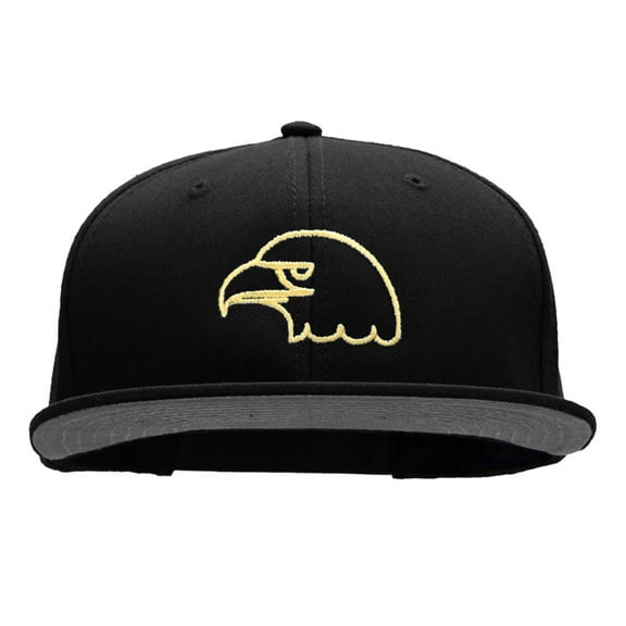 Golden Eagle Embroidered Cotton Twill Flat Bill Cap - Black OSFM