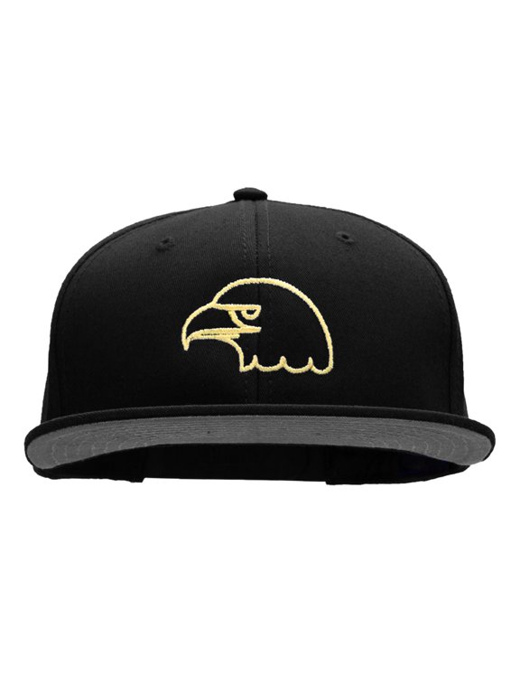 Golden Eagle Embroidered Cotton Twill Flat Bill Cap - Black OSFM