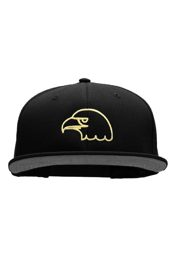 Golden Eagle Embroidered Cotton Twill Flat Bill Cap - Black OSFM