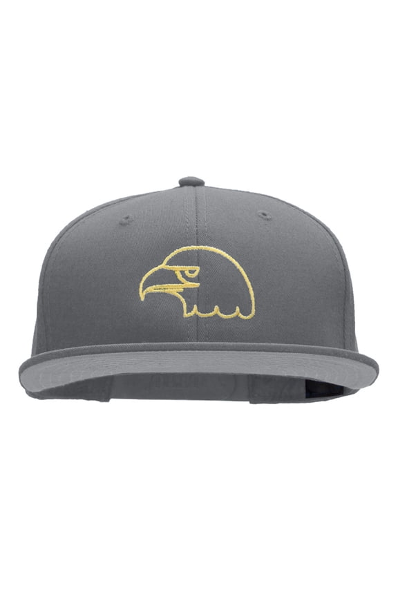 Golden Eagle Embroidered Cotton Twill Flat Bill Cap - Grey OSFM
