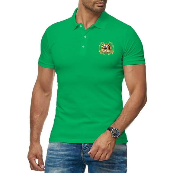 Golden Eagle Head Men's 100% Cotton Polo Short Sleeve T-Shirt