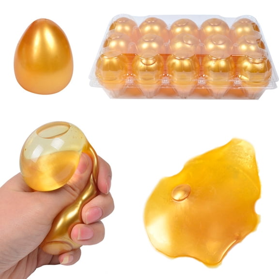 Golden Egg Fidget Toy Stress Relief Squeeze Toy for Kids and Adults, Egg Sensory Toy