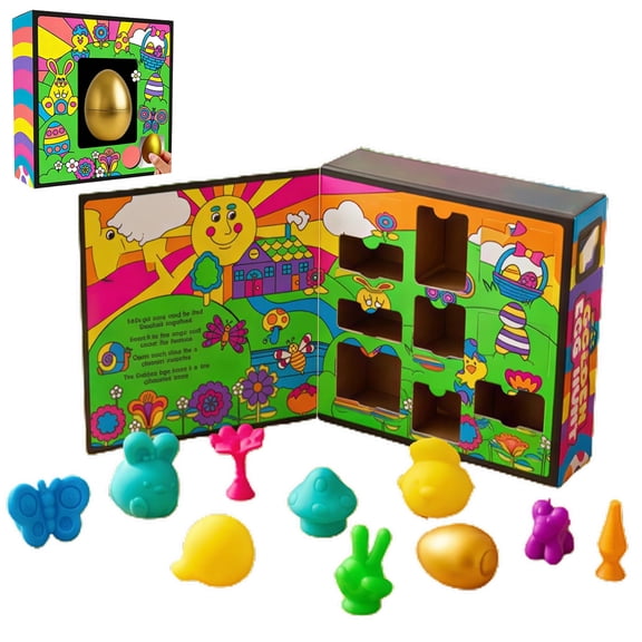 Golden Egg Hunt Squishies Mystery Box 10 Pack Squishies Figures, Stretchy Fidget Toys with Hidden Surprises for Easter Holiday Fun, 1 Pack Mystery Box