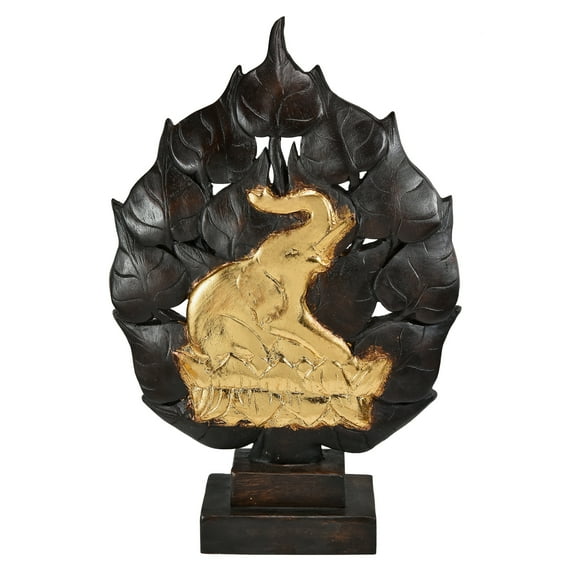 Golden Elephant Under Bodhi Tree Statue Feng Shui Decorative