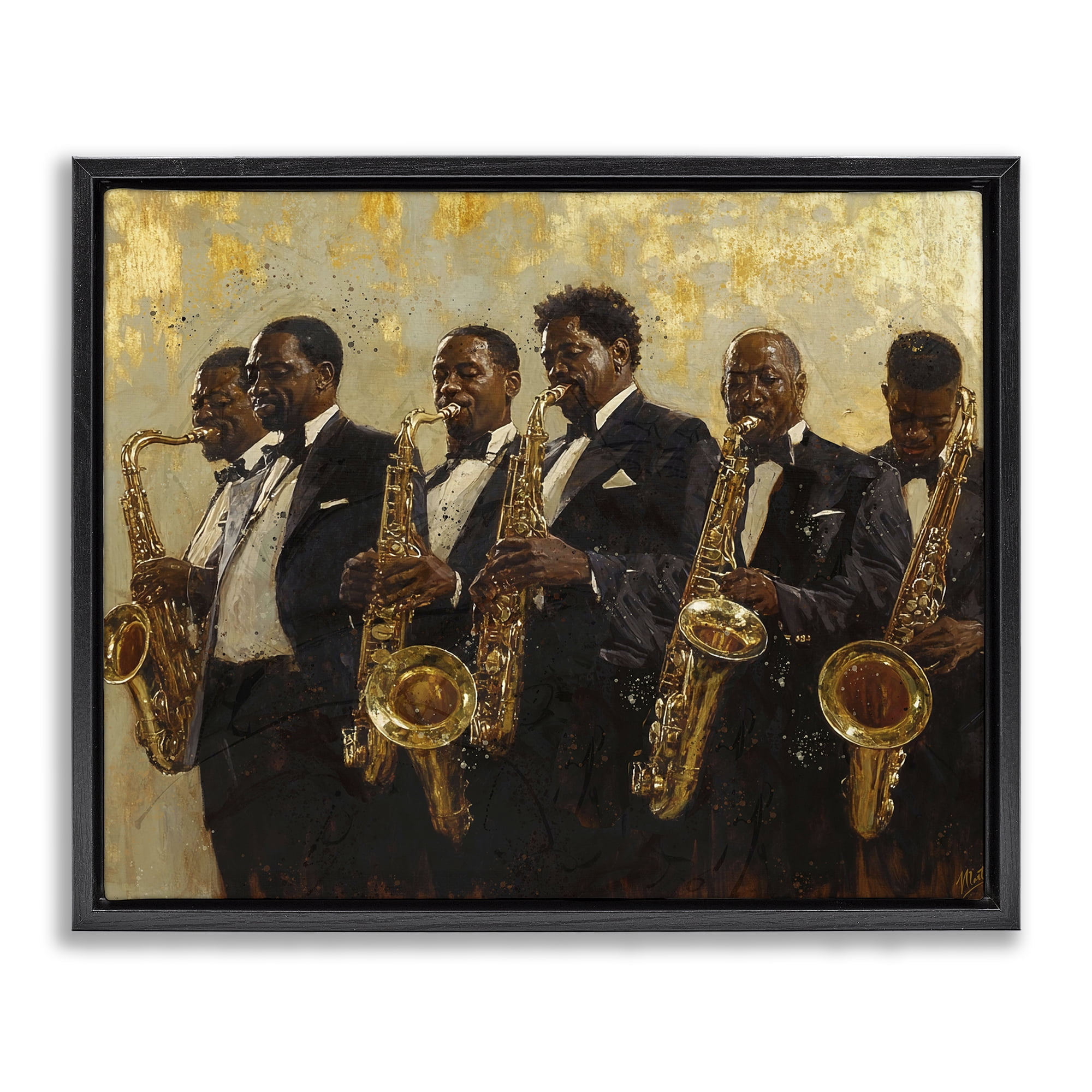 Golden Era Ensemble Black Framed Floater Canvas Wall Art, design by Marta Wiley