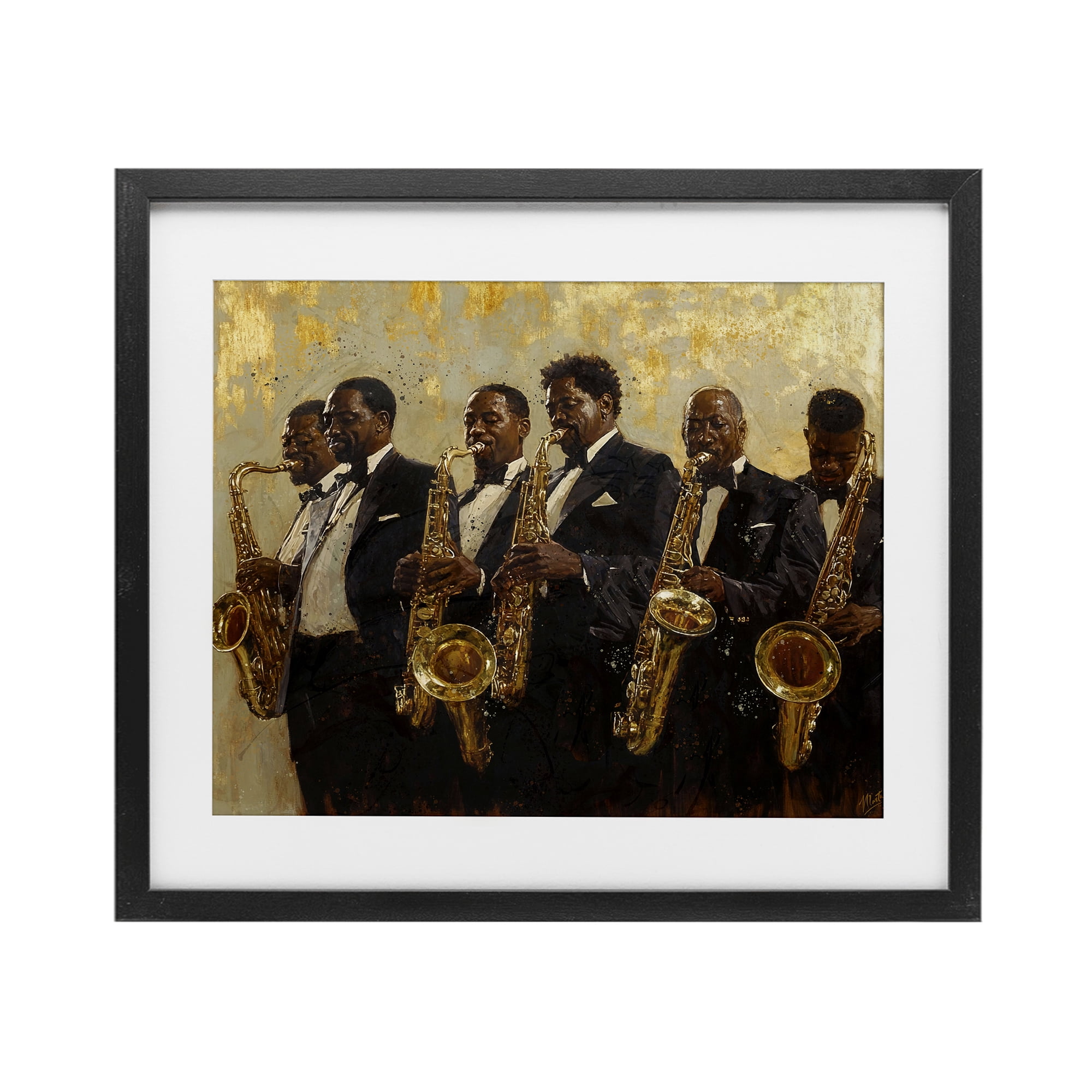 Golden Era Ensemble Black Framed Print Under Glass, design by Marta Wiley