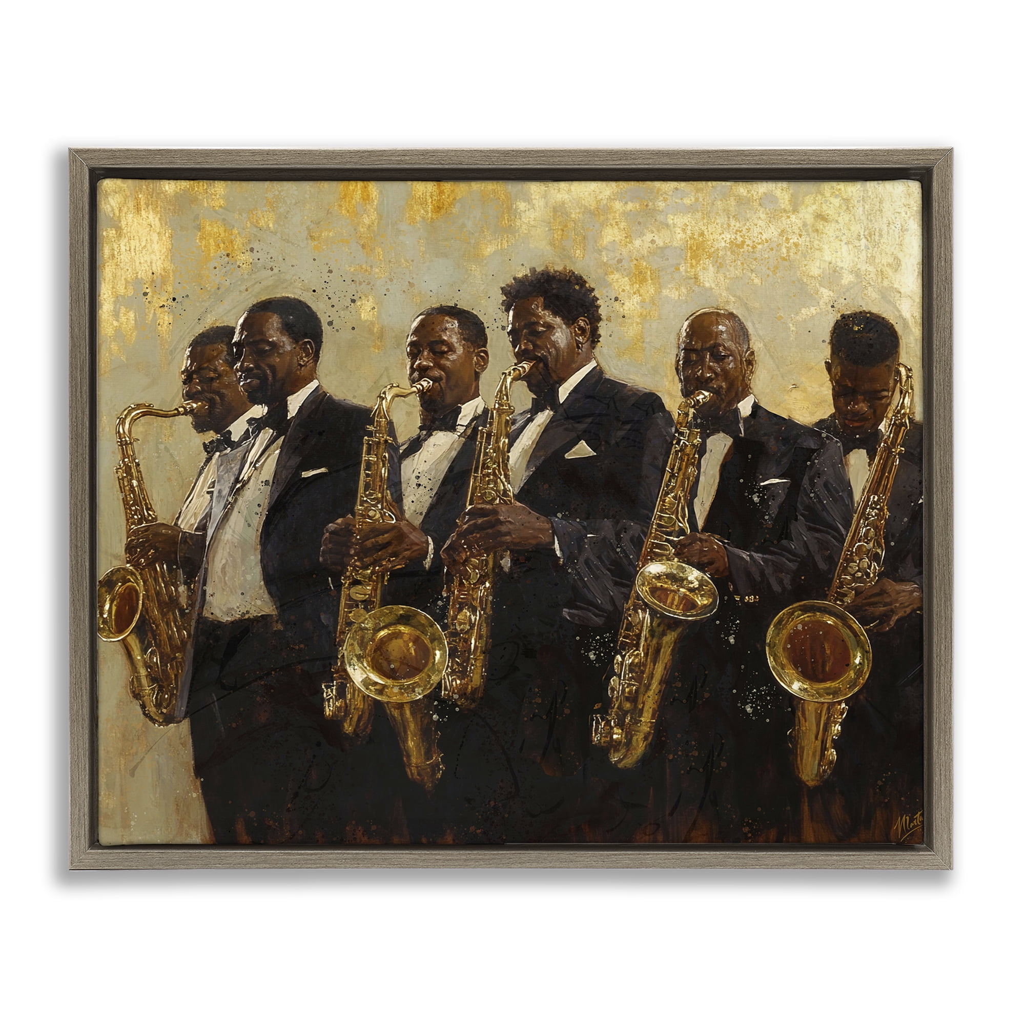 Golden Era Ensemble Brown Framed Floater Canvas Wall Art, design by Marta Wiley