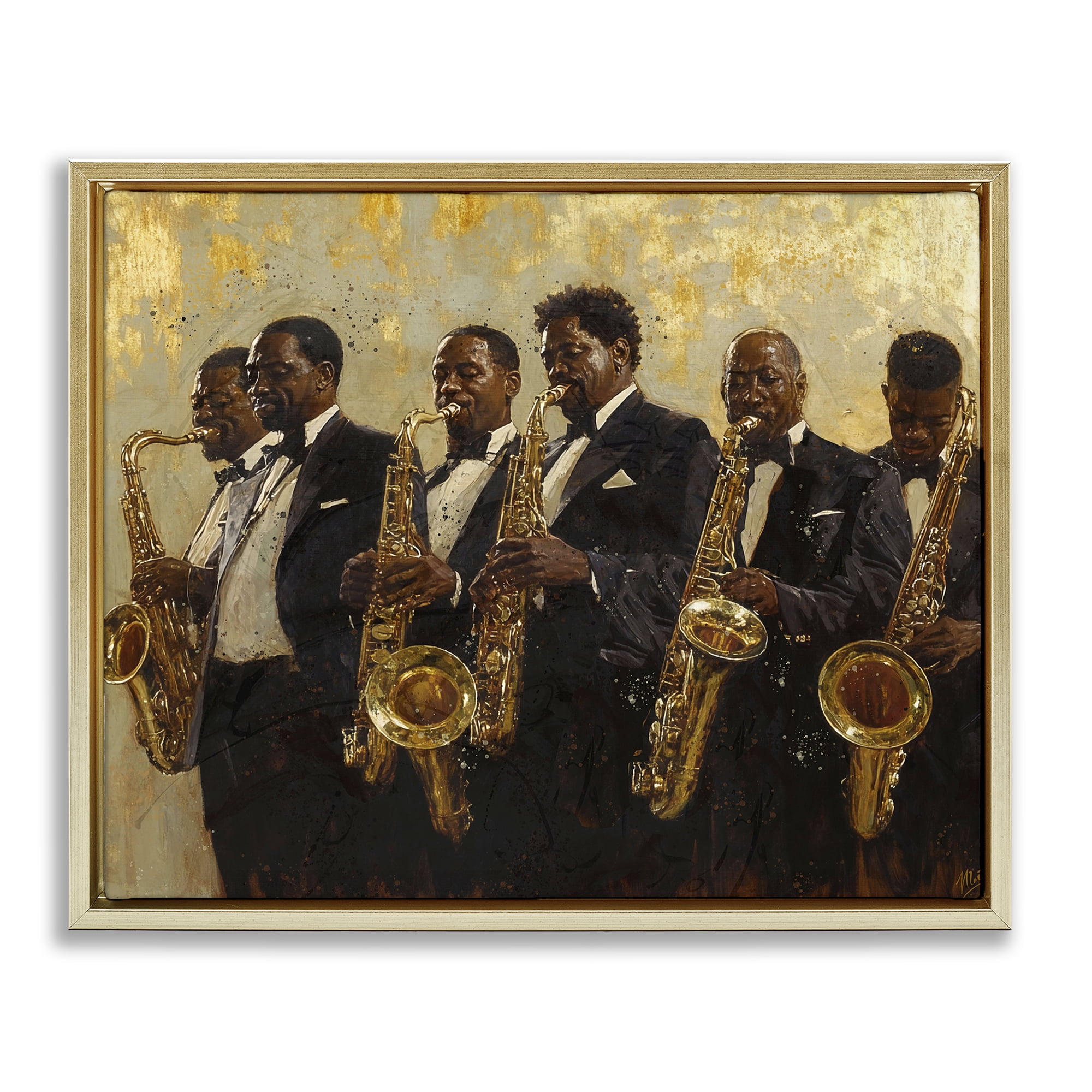 Golden Era Ensemble Gold Framed Floater Canvas Wall Art, design by Marta Wiley