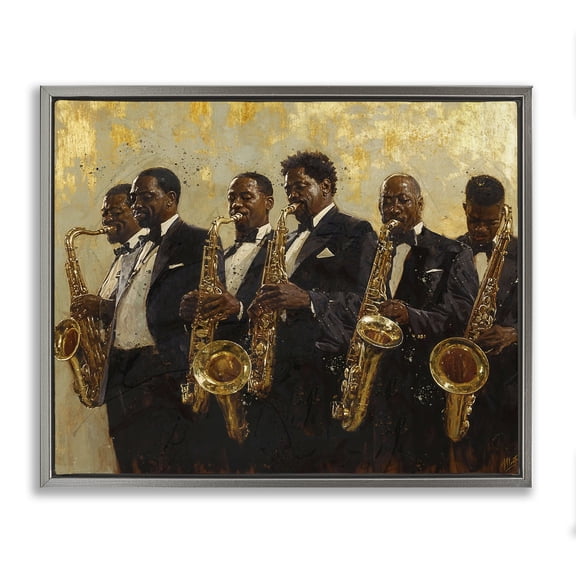 Golden Era Ensemble Gray Framed Floater Canvas Wall Art, design by Marta Wiley